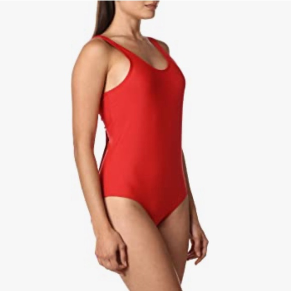 All American Firecracker Red One Piece Maillot Swimsuit Size Medium U Back
